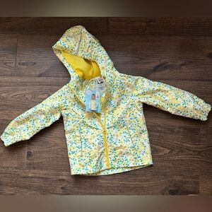 Yellow Floral Hooded Rain Jacket